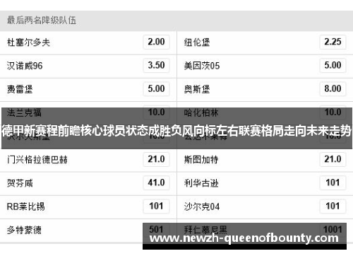 德甲新赛程前瞻核心球员状态成胜负风向标左右联赛格局走向未来走势